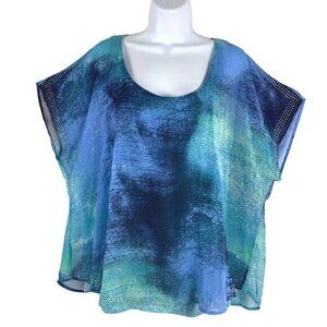 World Unity Top‎ Women's 1X Multicolored Print Embellished Polyester NWT